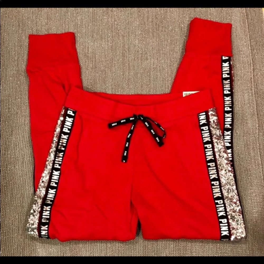 NWT! red PINK Bling Skinny Jogger sz S